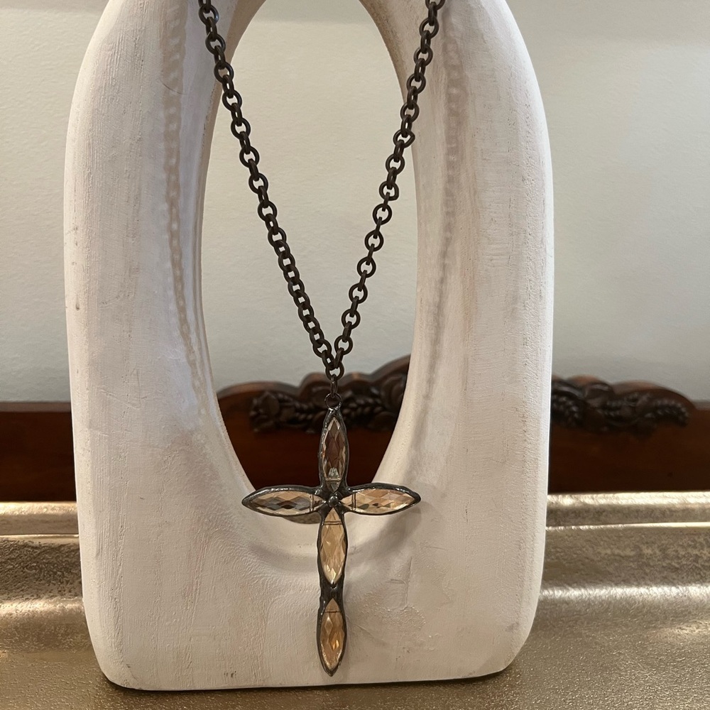 Amber Stone Cross Necklace